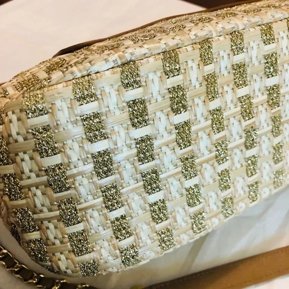 ❤️SOLD❤️Tory Burch Marion Woven Shimmery Shoulder Bag - Picture 15 of 15